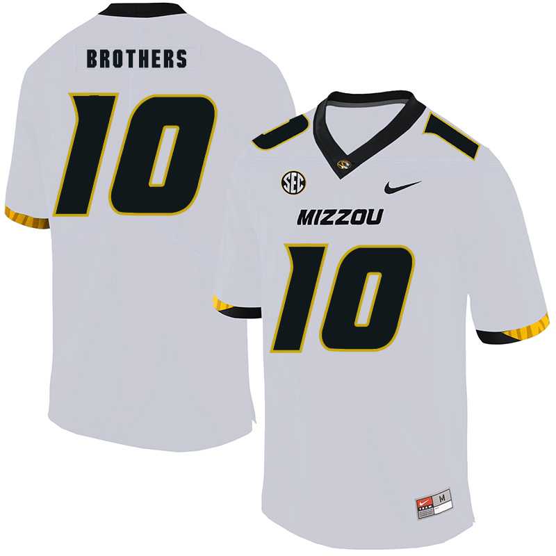 Missouri Tigers #10 Kentrell Brothers White Nike College Football Jersey